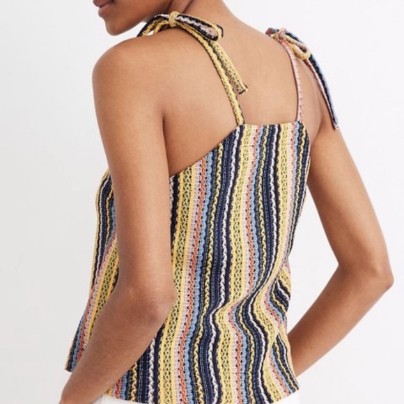 NWT Madewell Texture & Thread Tie-Shoulder Tank Top In Rainbow Crochet Size S - Picture 4 of 7
